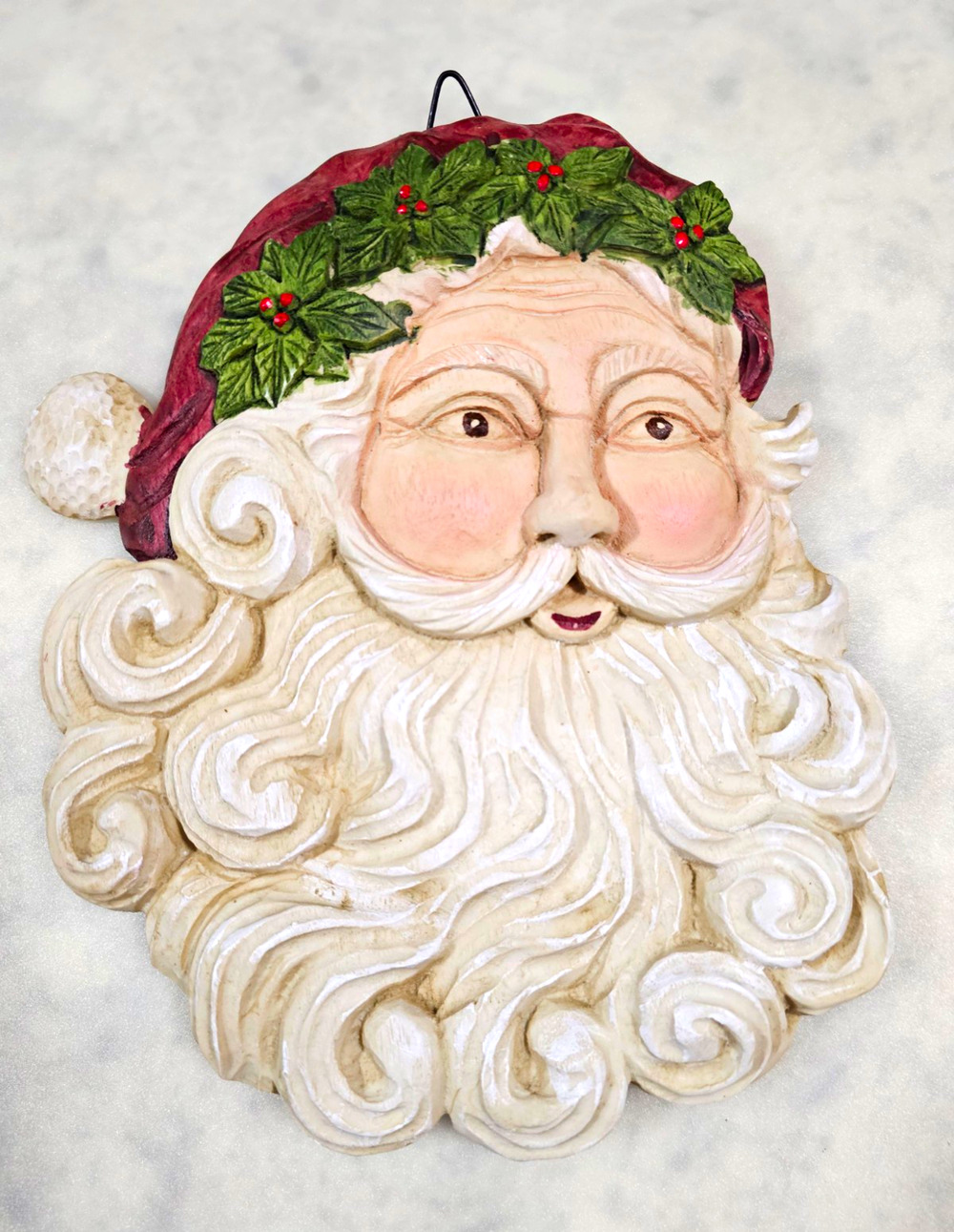 Vintage Silvestri Santa Claus Face Wall Hanging Ceramic Hand Painted Christmas